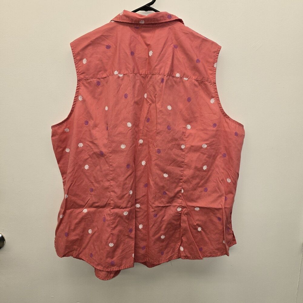 Basic Edition Women's Slevess Top Size 3X Button Up Pink(C39) - Picture 2 of 5